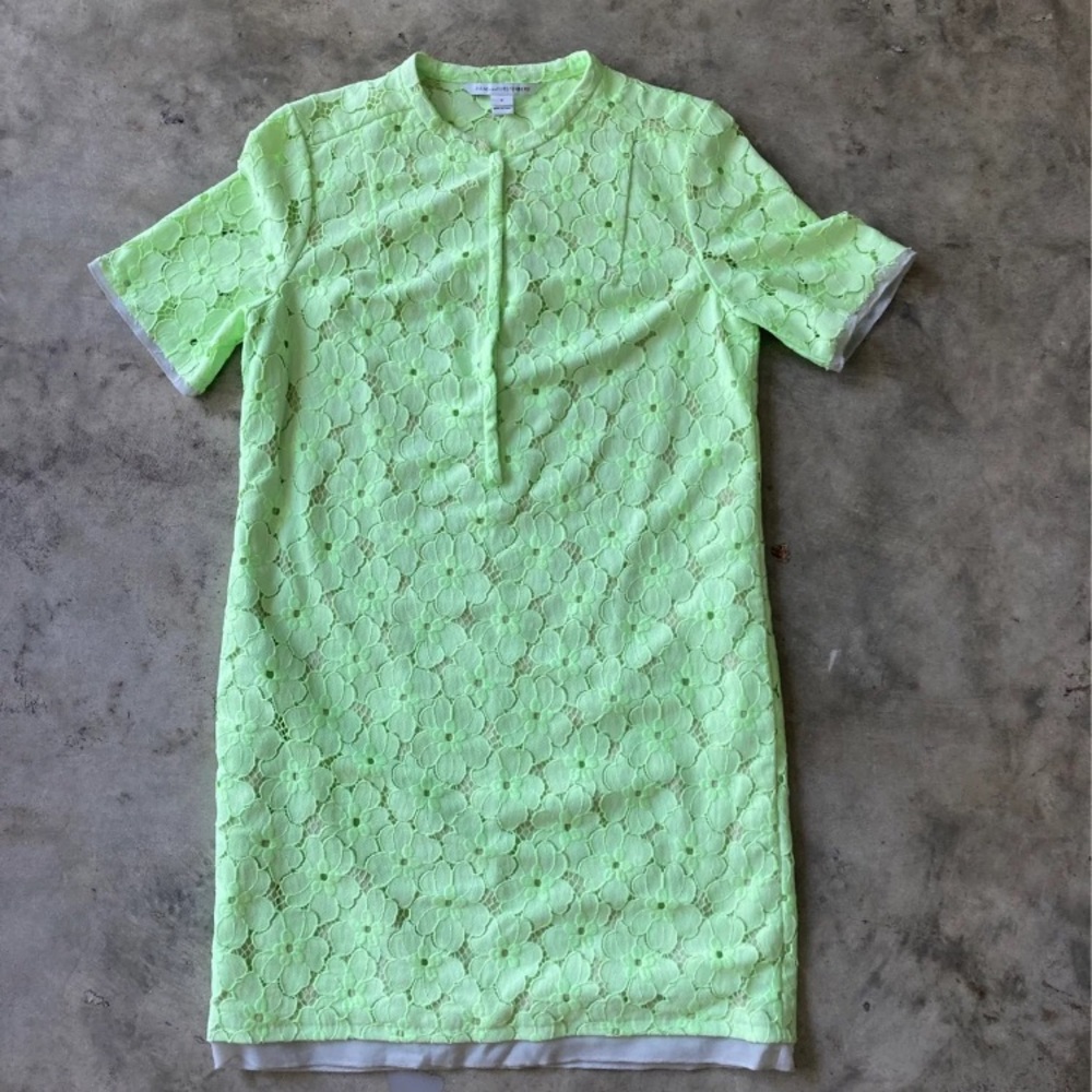 Diane Von Furstenberg Neon Lime Lace Midi Dress